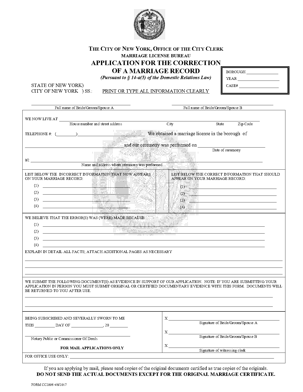 certificate of dissolution of marriage form ny