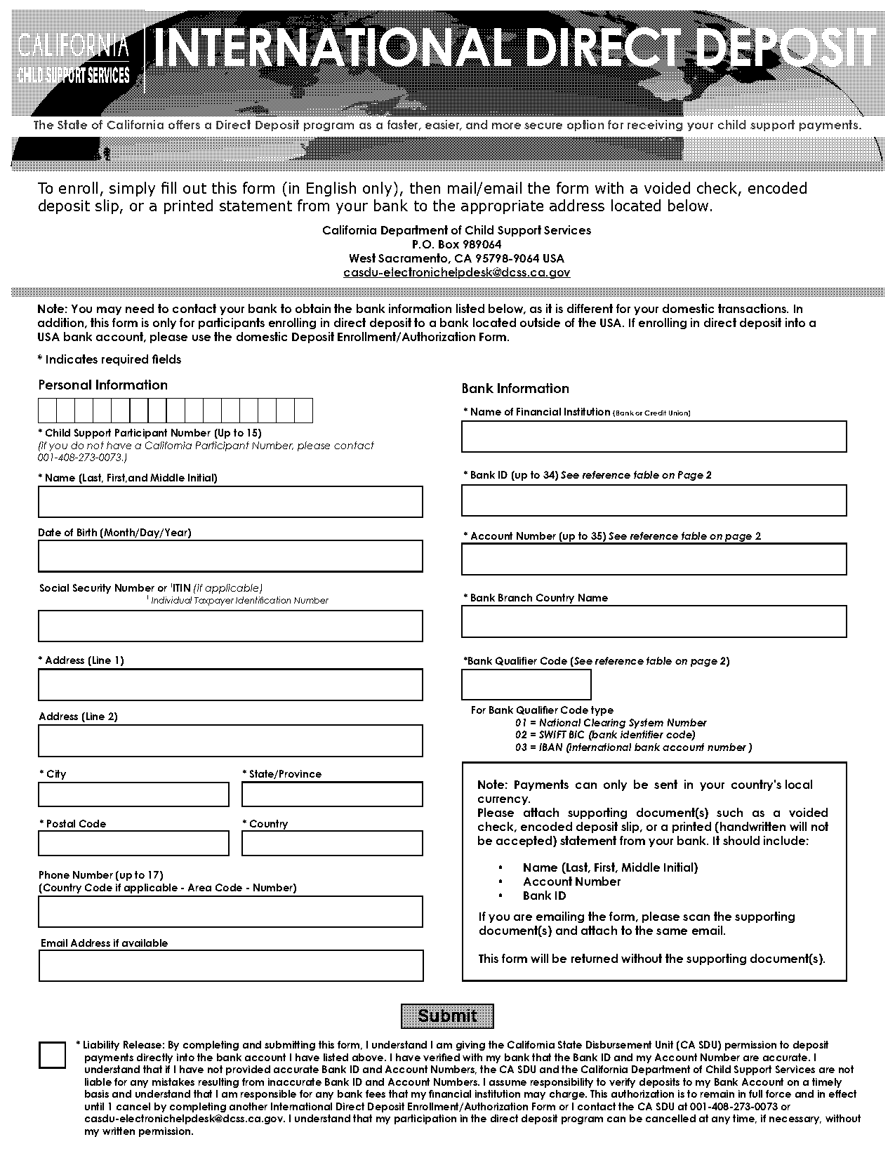 direct deposit form state of california