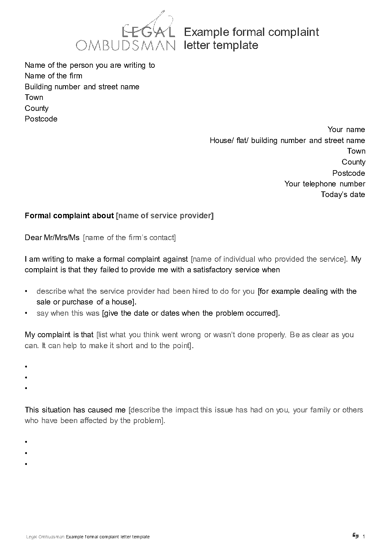 strong letter of complaint sample