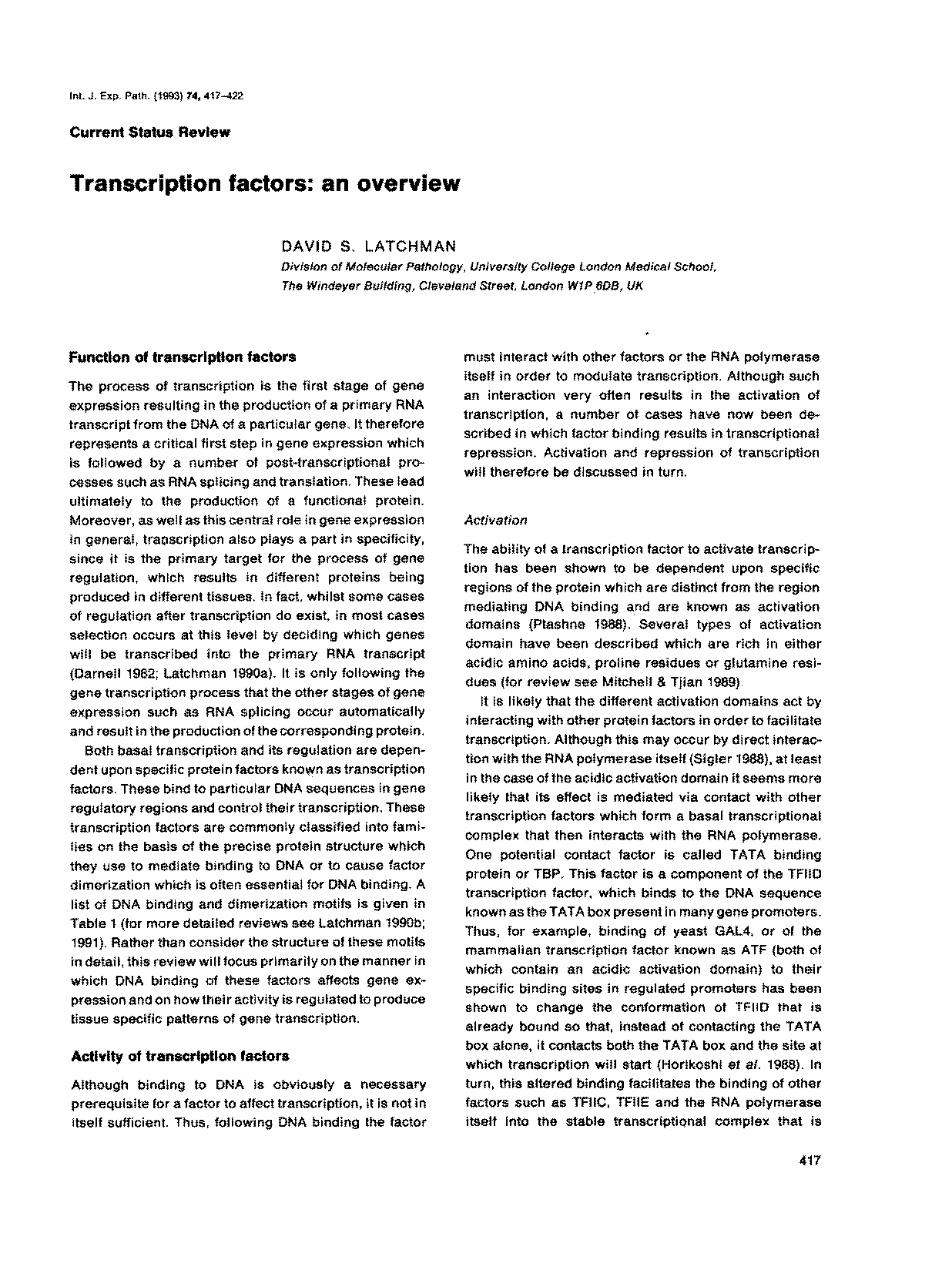 are basal transcription factors gene specific