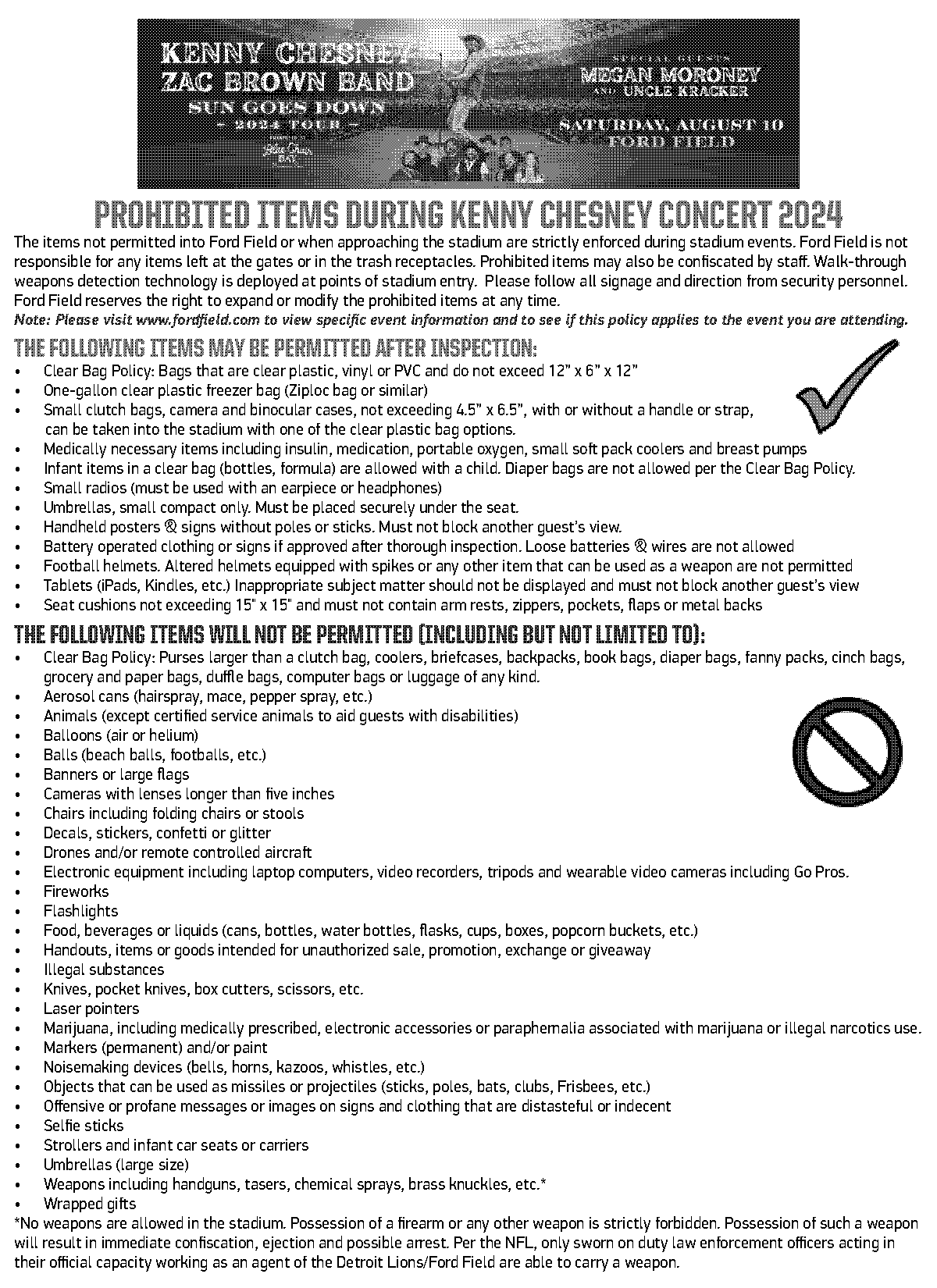 pennsylvania concert bag policy