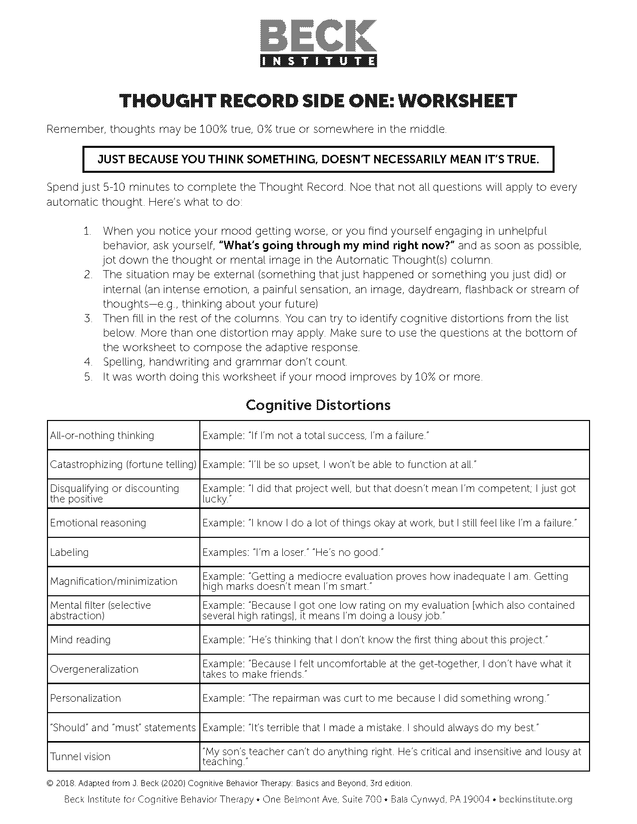 cbt thought record word document