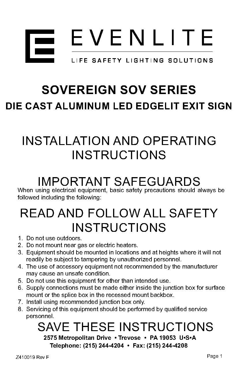 exit sign installation instructions