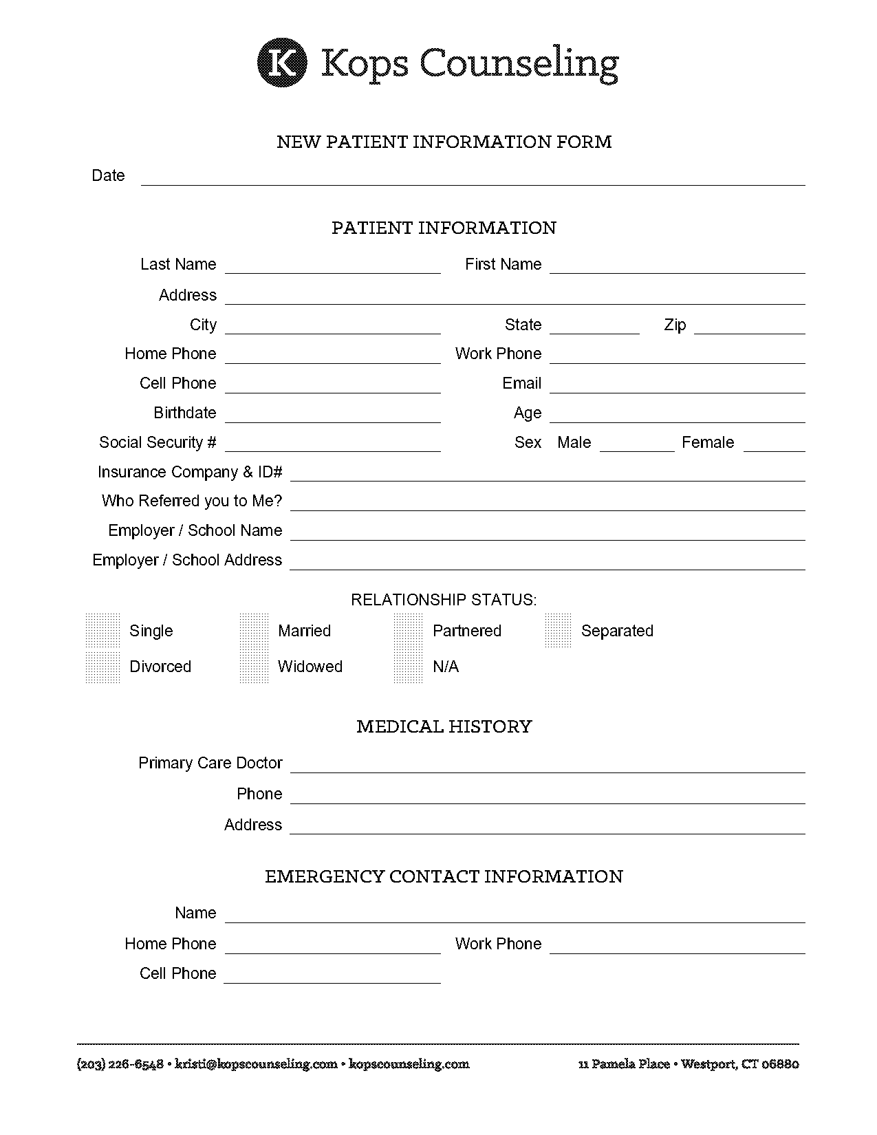 emergency contact information form word