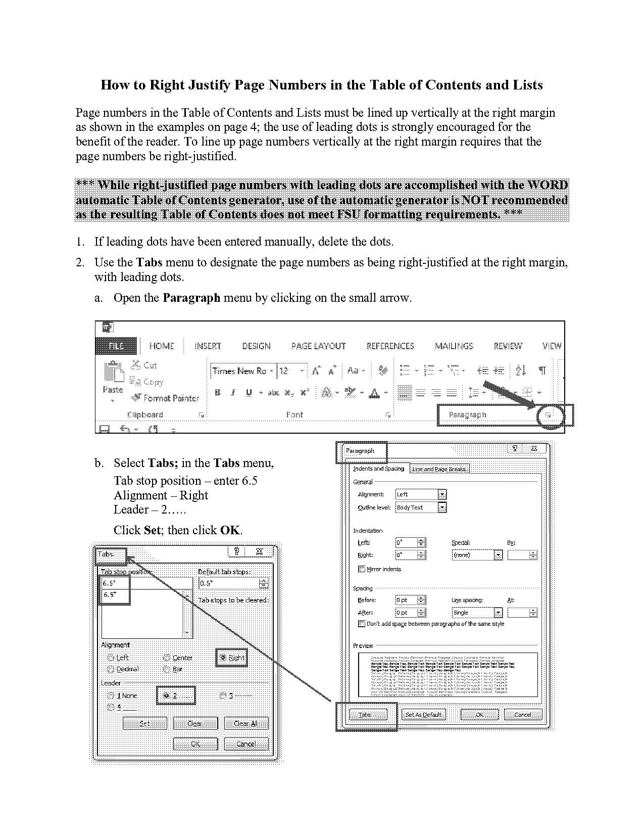 how to make table of context in word