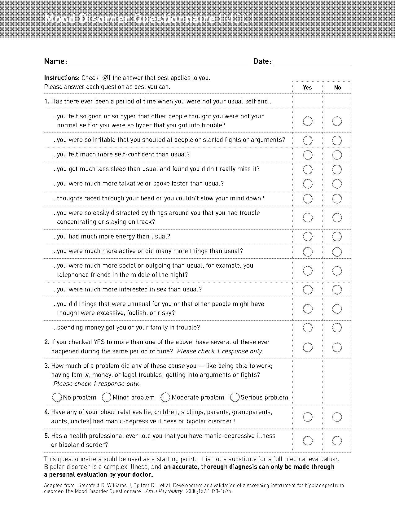 personality disorder assessment questionnaire