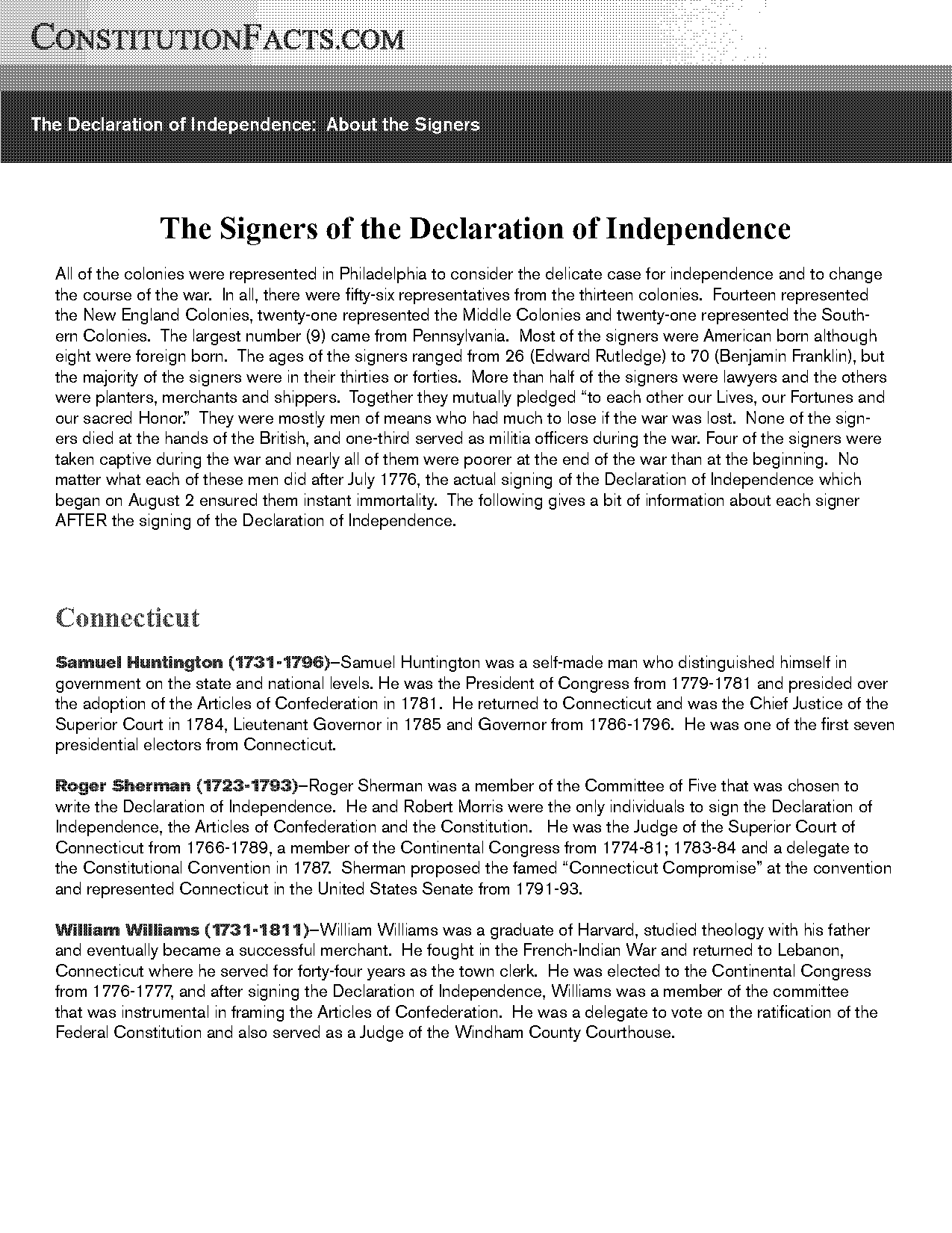 declaration of independence signitures