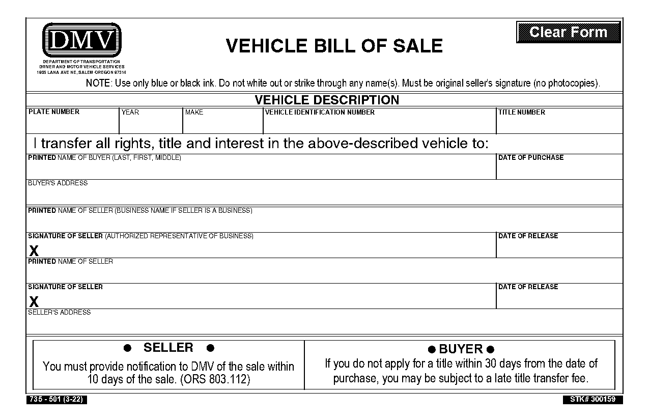 how to write a bill of sale for used car