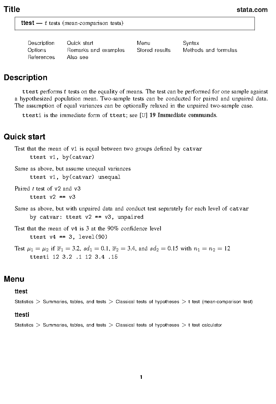 stata ttest has blank output