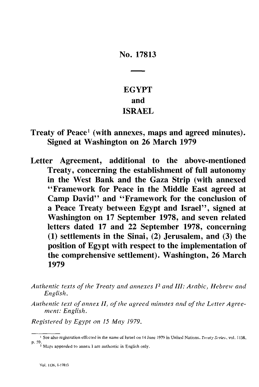 egyptian israeli peace treaty text