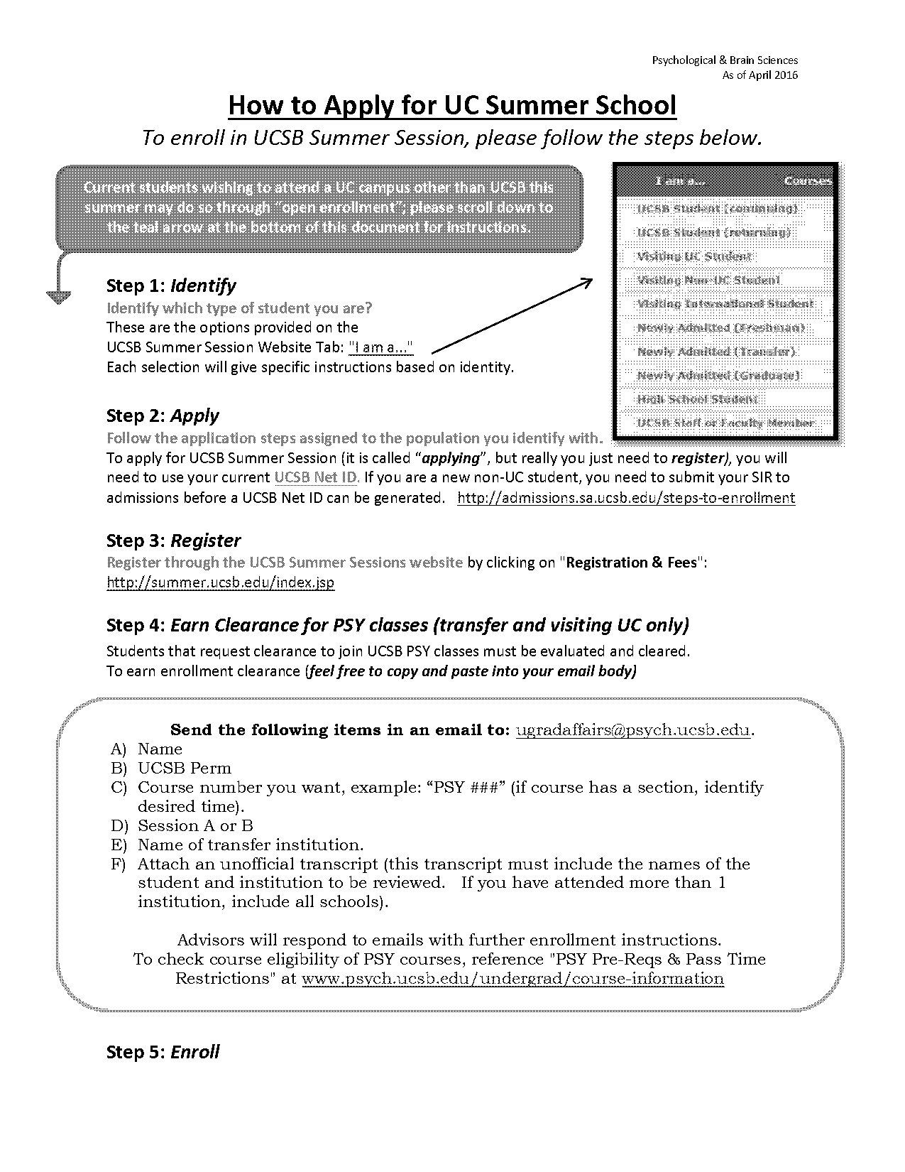 how to put summer school on uc application