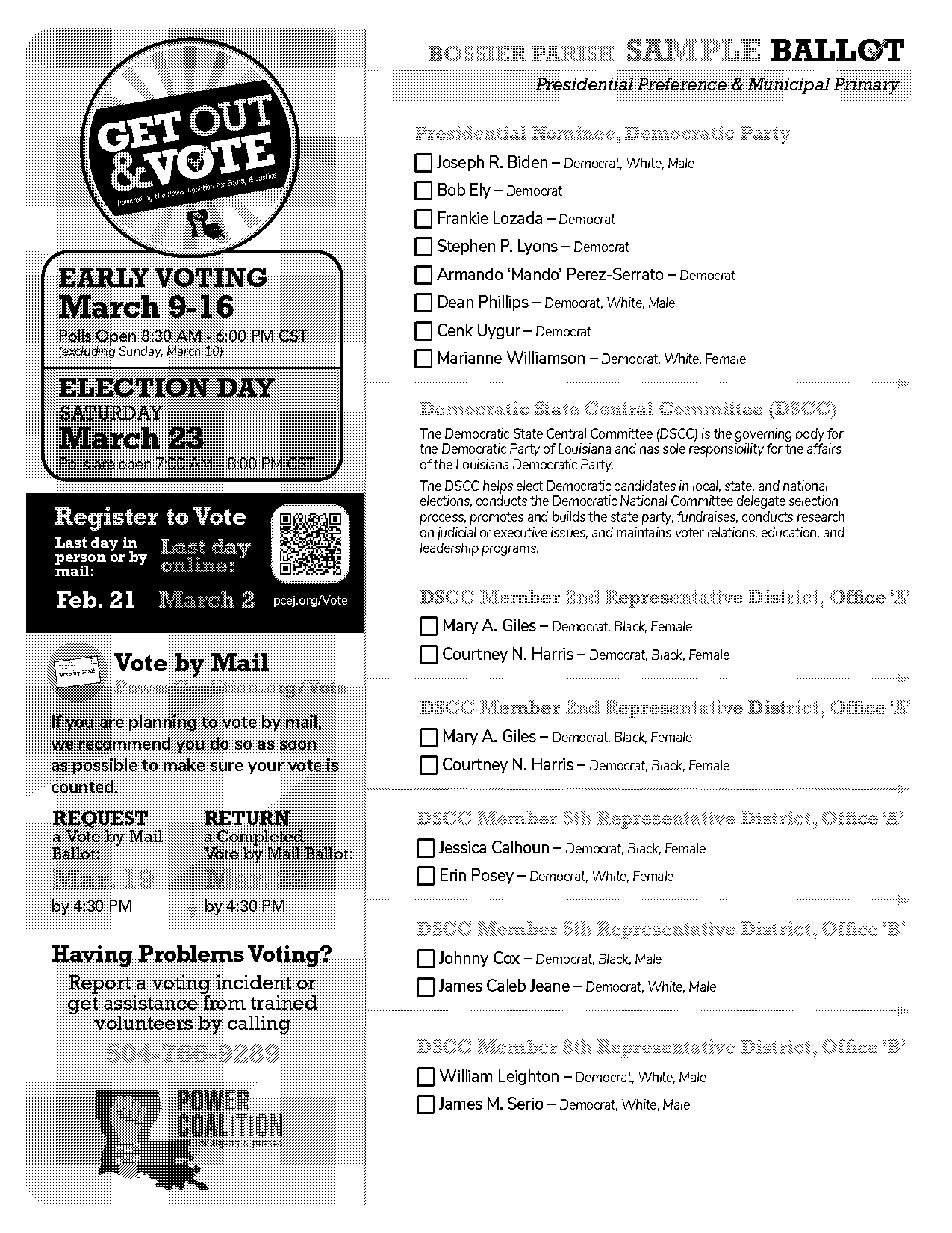 louisiana democratic party sample ballot