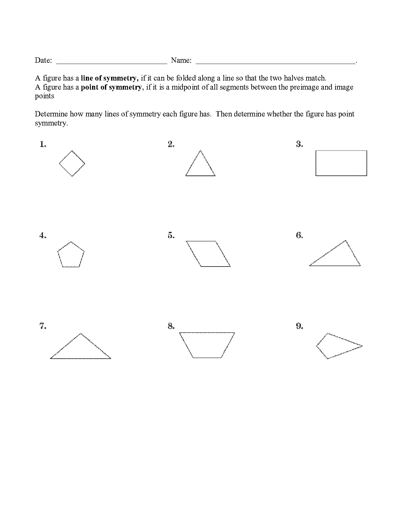 find the lines of symmetry worksheet