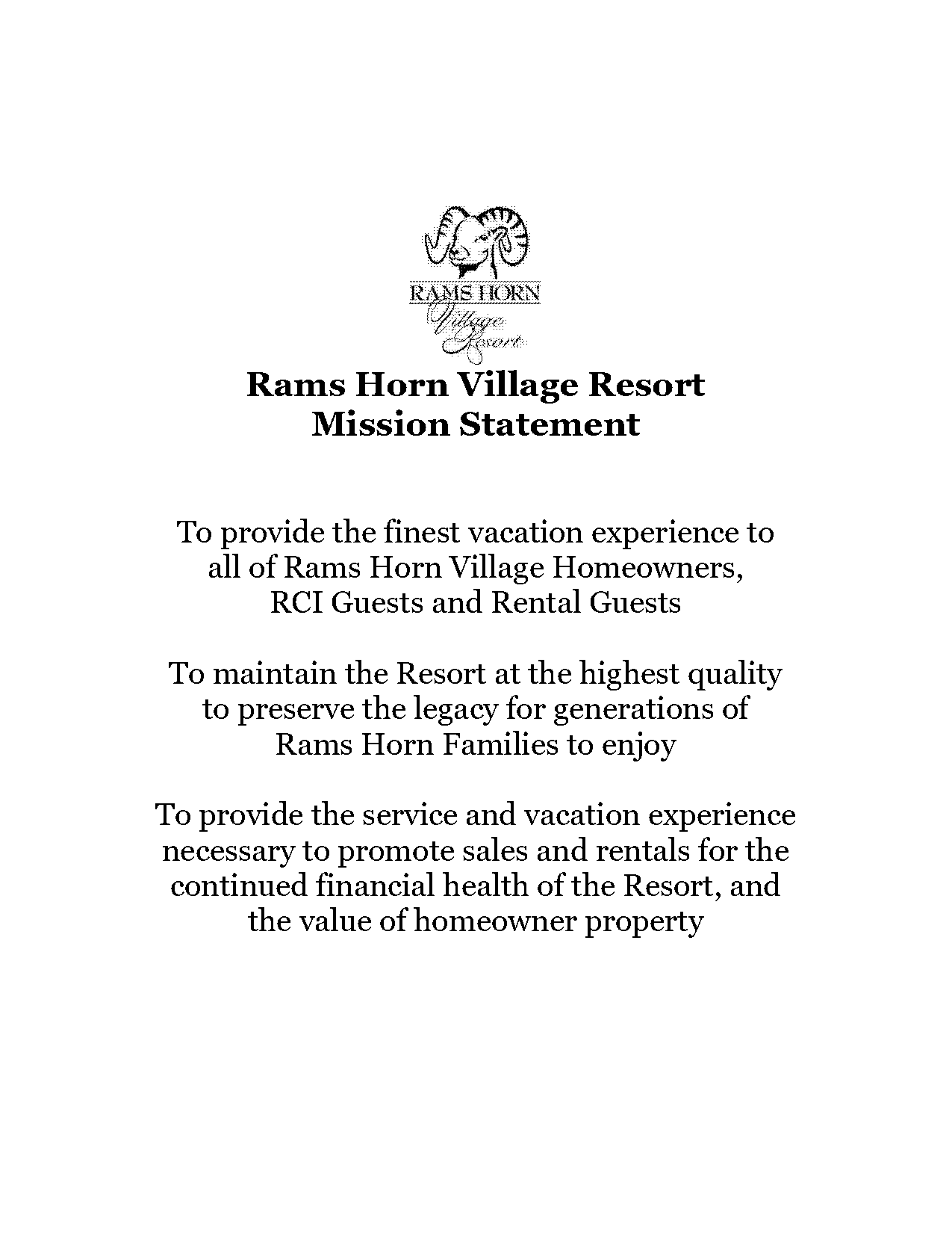 vision statements of resorts