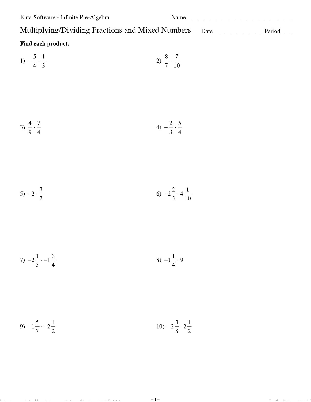 divide fractions and mixed numbers worksheets