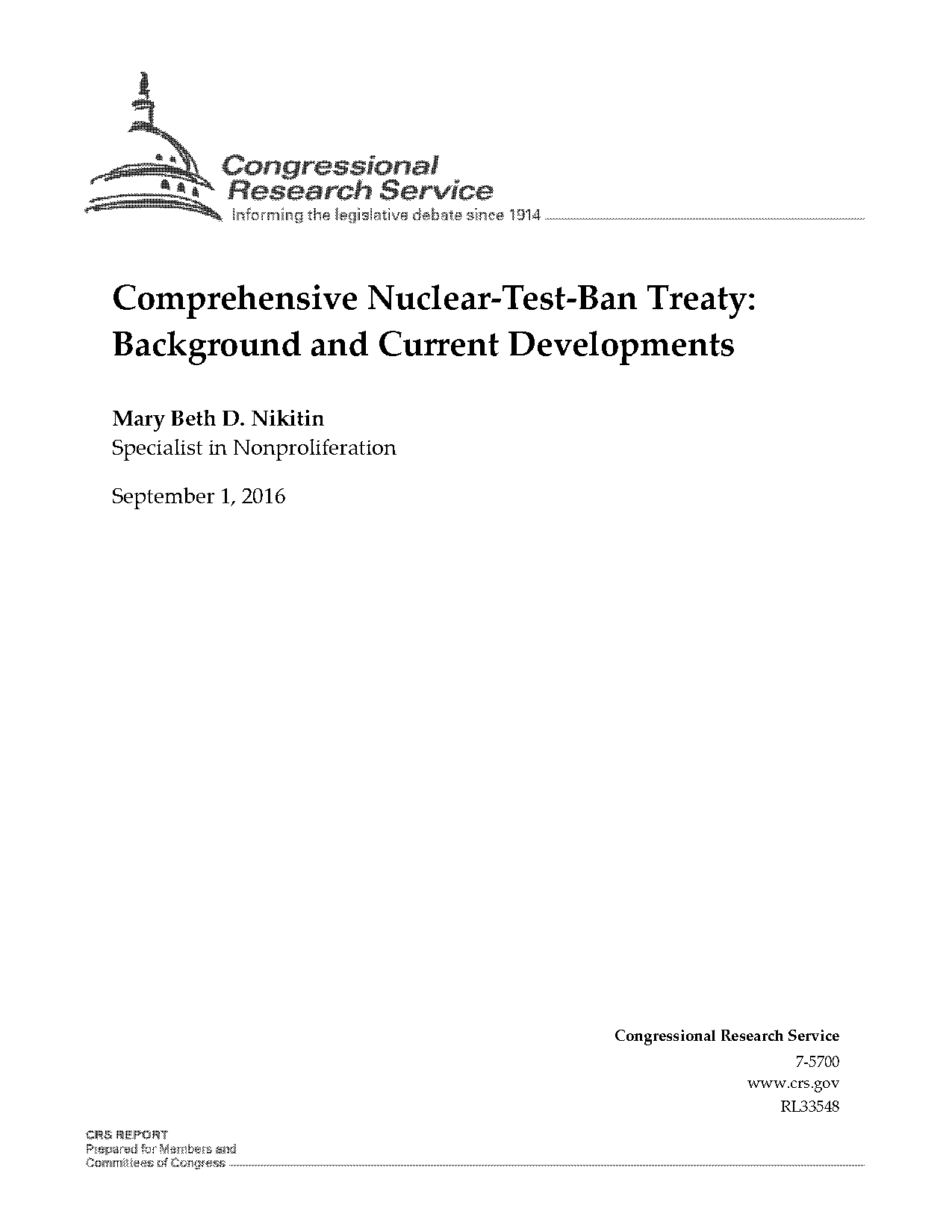 comprehensve test ban treaty