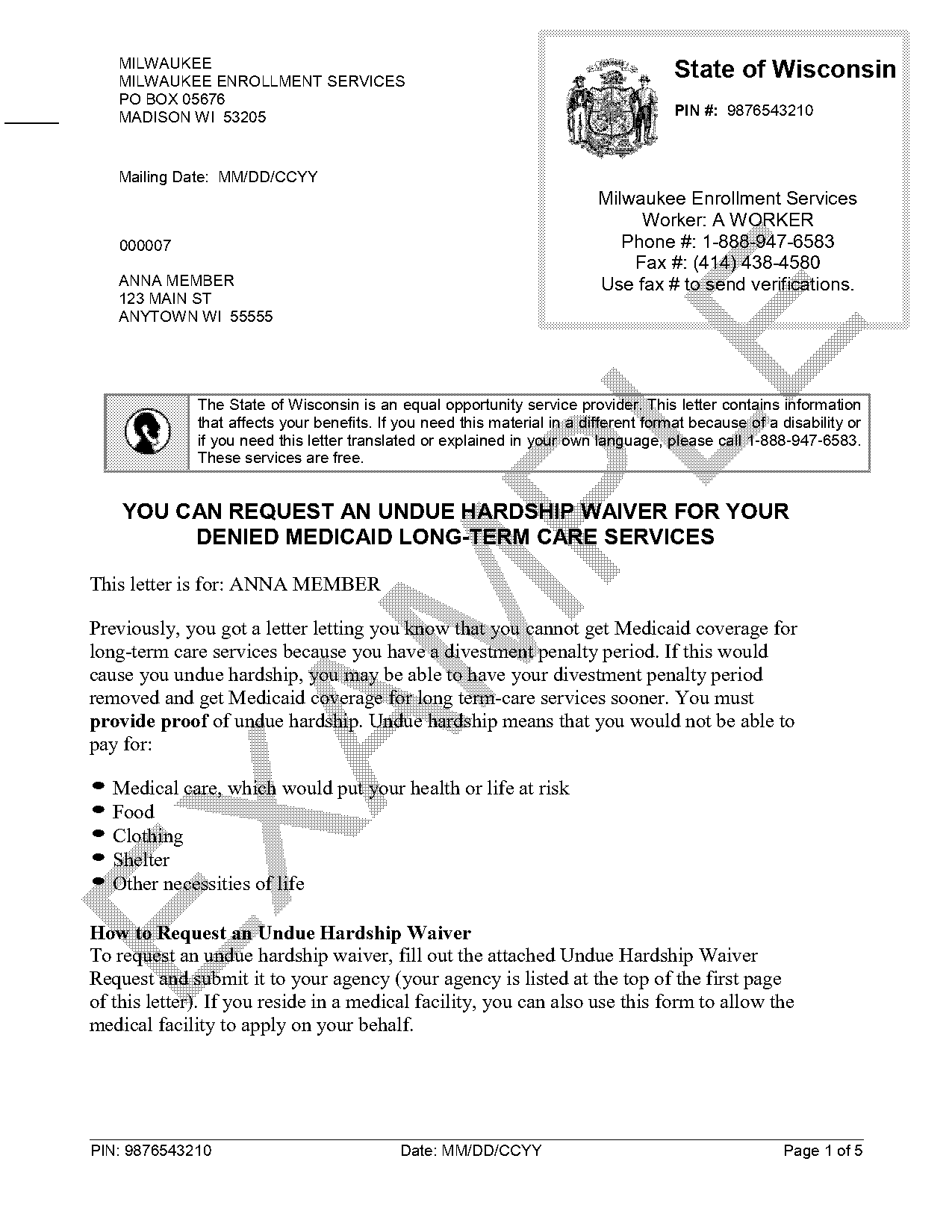 free hardship letter sample