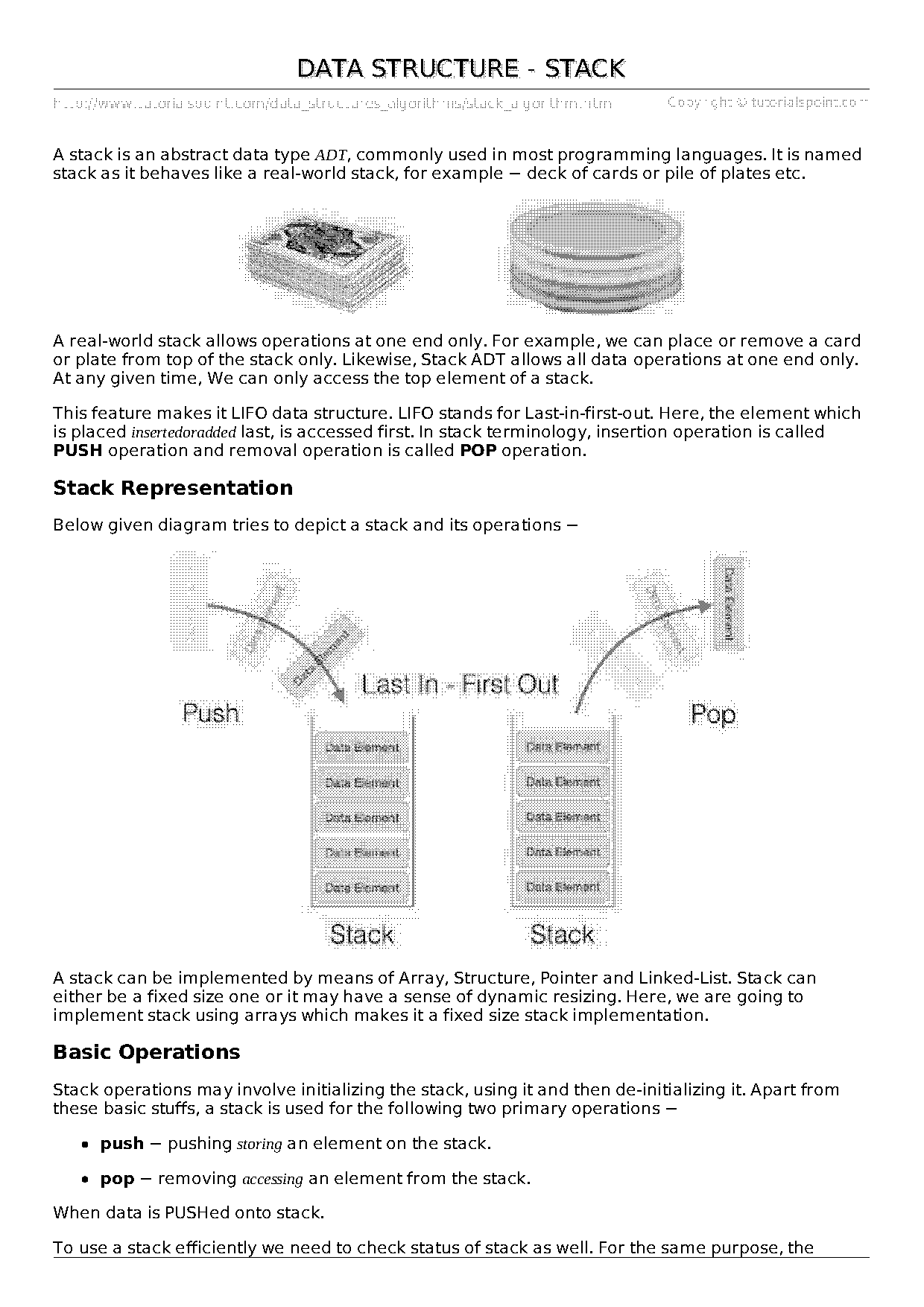 application of stack in data structure tutorialspoint