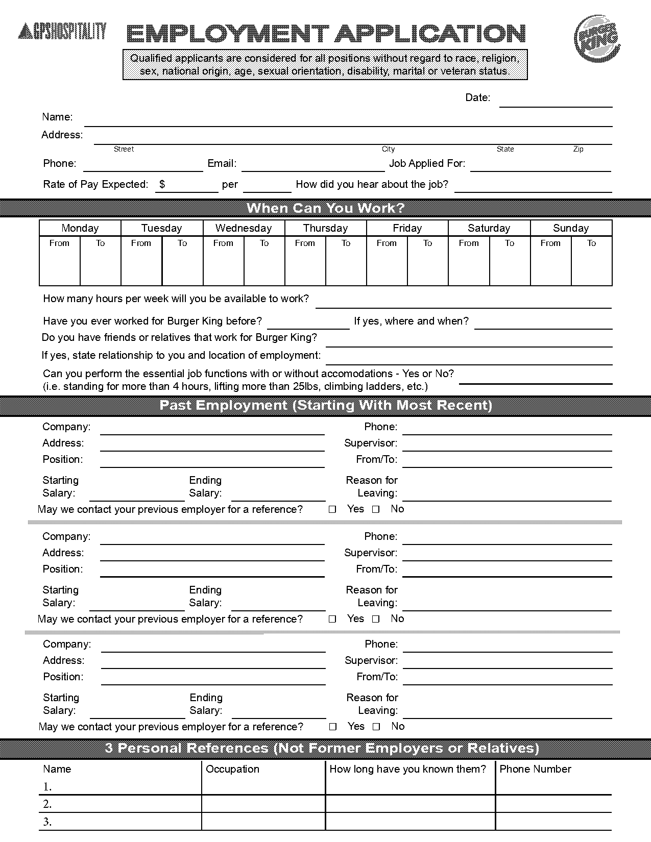 burger king application pdf form