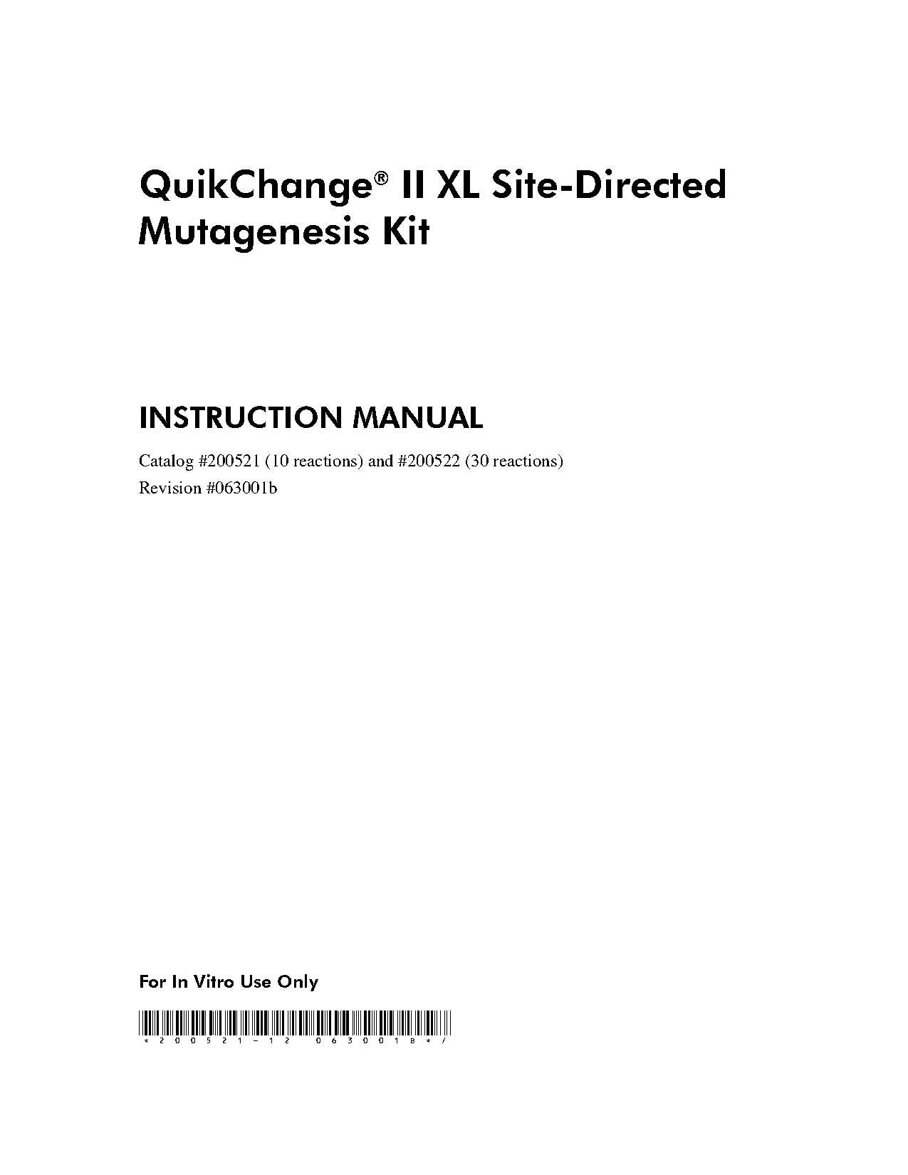 quik change ii xl site directed mutagenesis kit