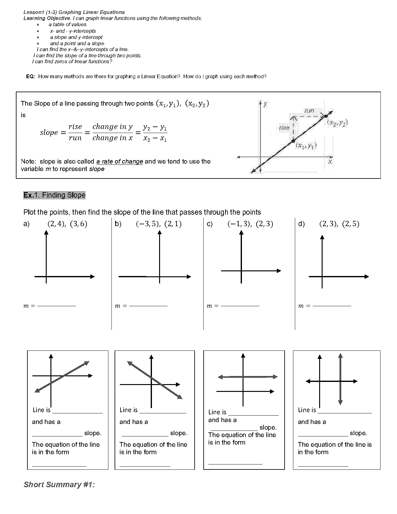 graphing using x and y intercepts worksheet