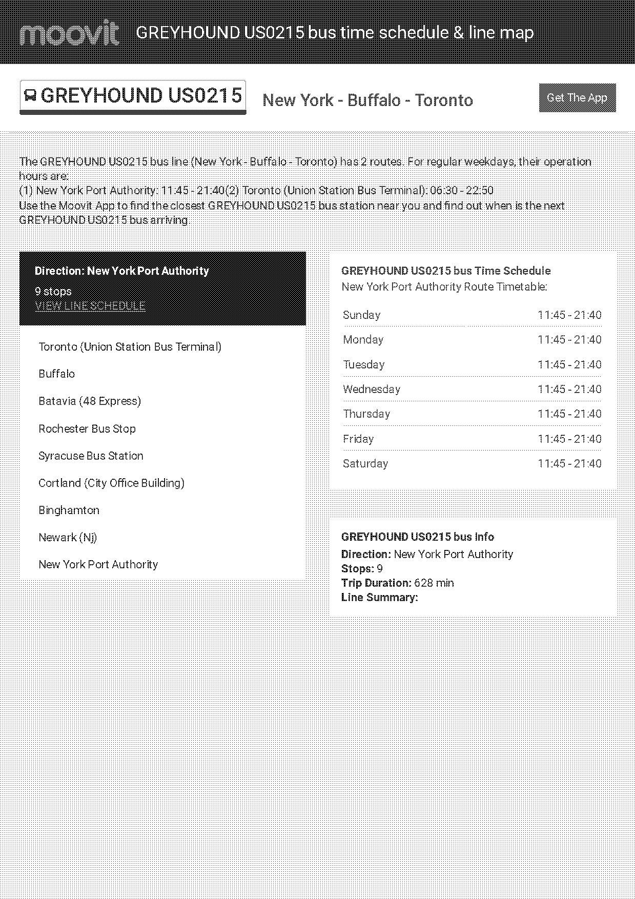 bus schedule toronto to new york greyhound