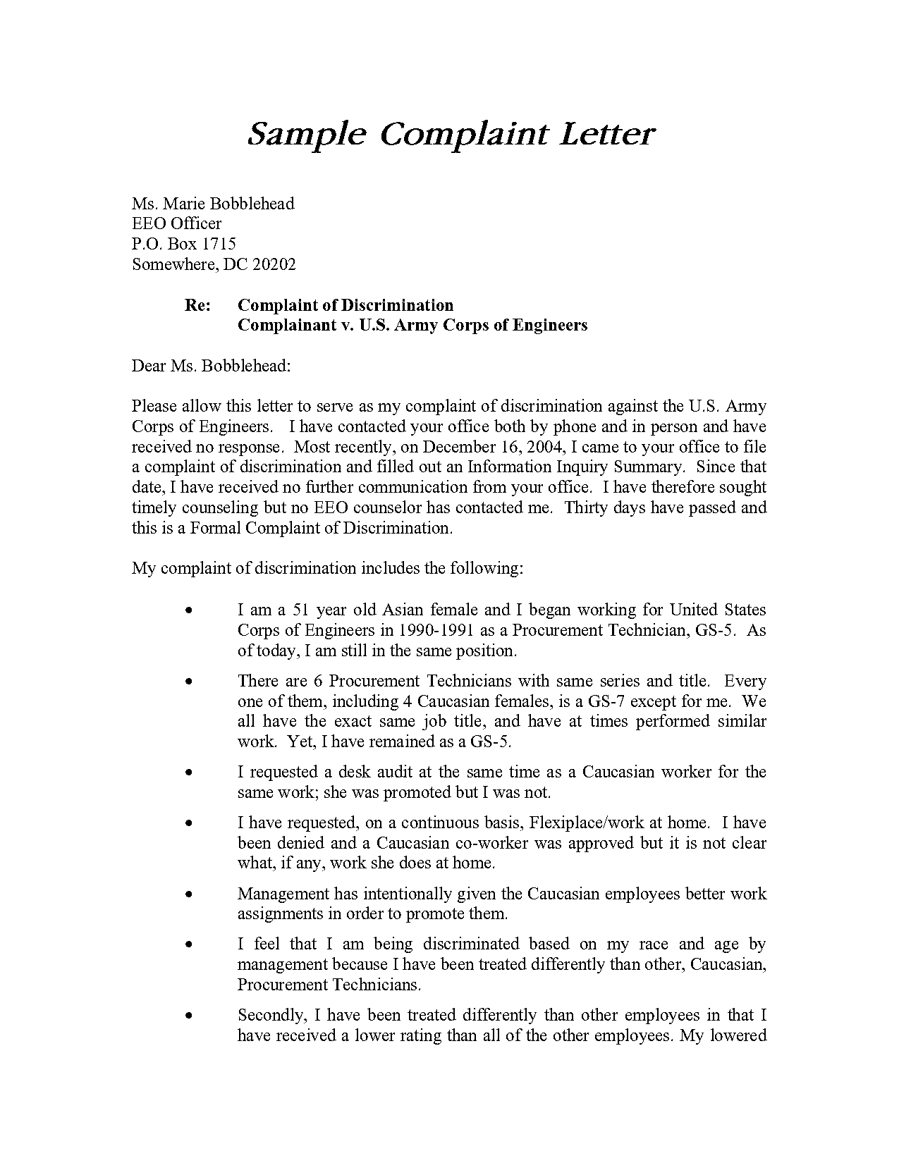 strong letter of complaint sample