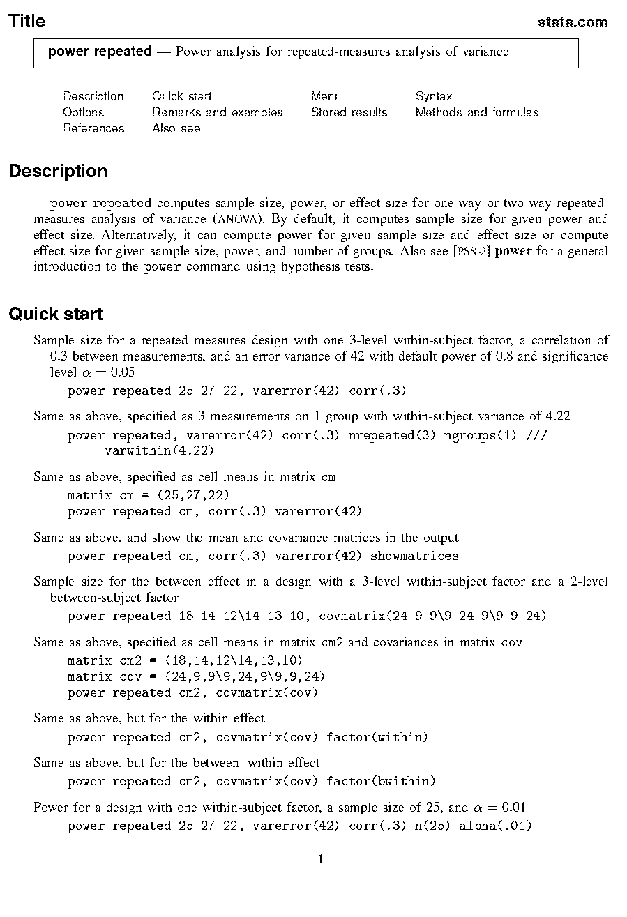 power calculator sample size repeated measures