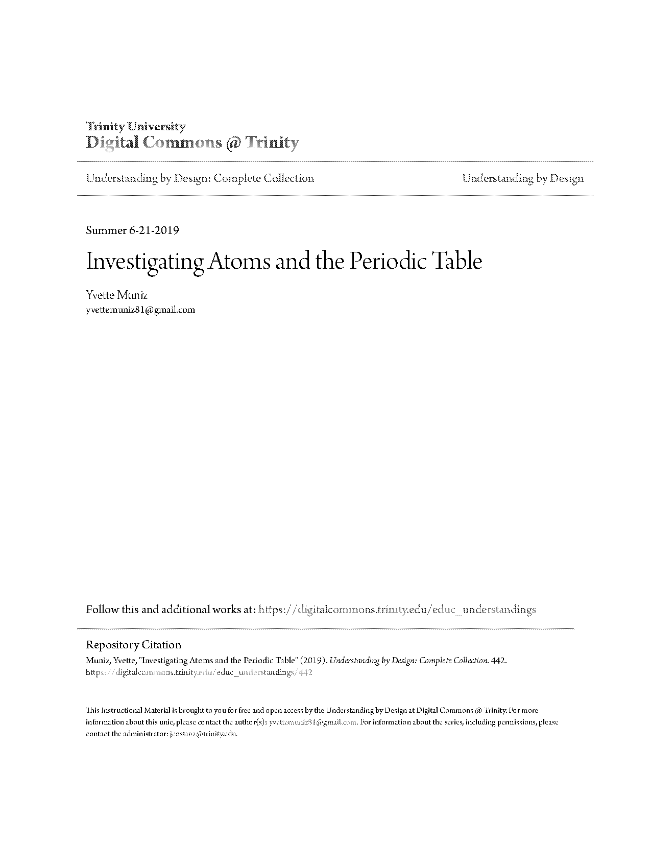 atoms and periodic table unit answer key