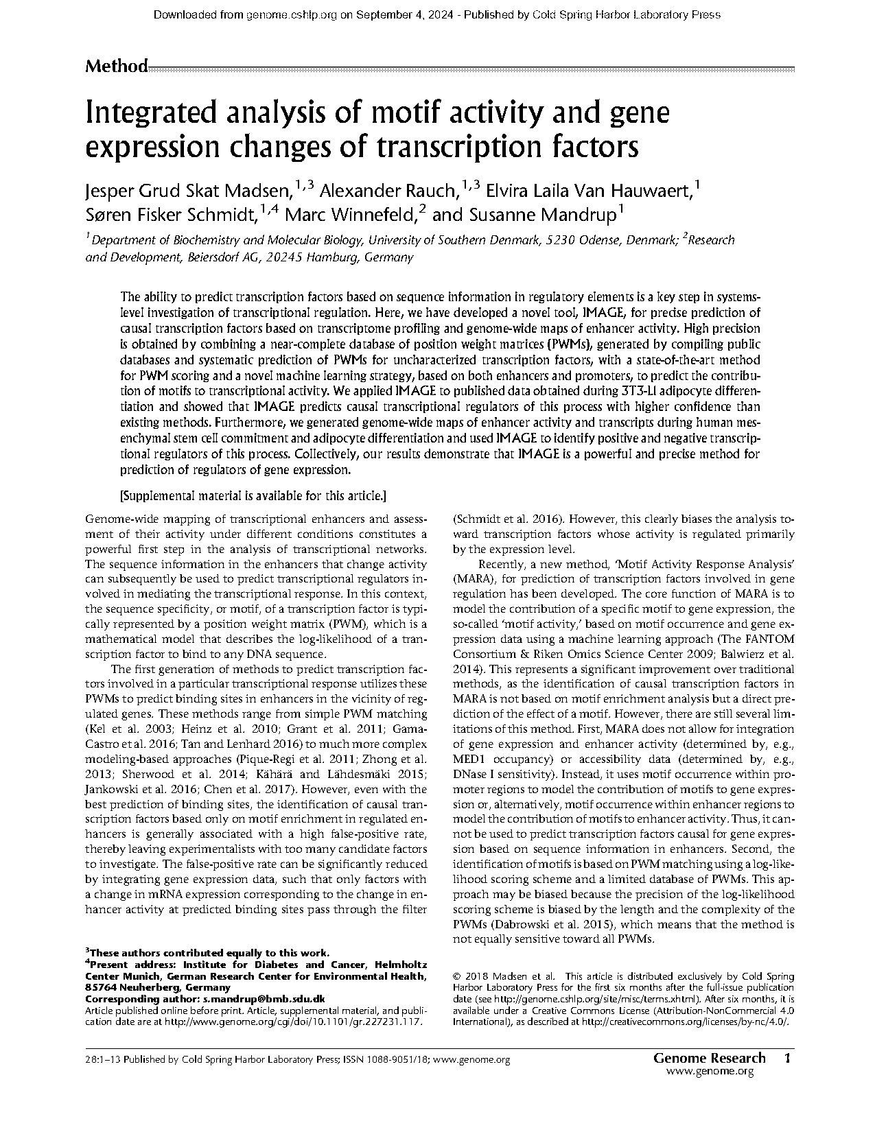 transcription factor motif search