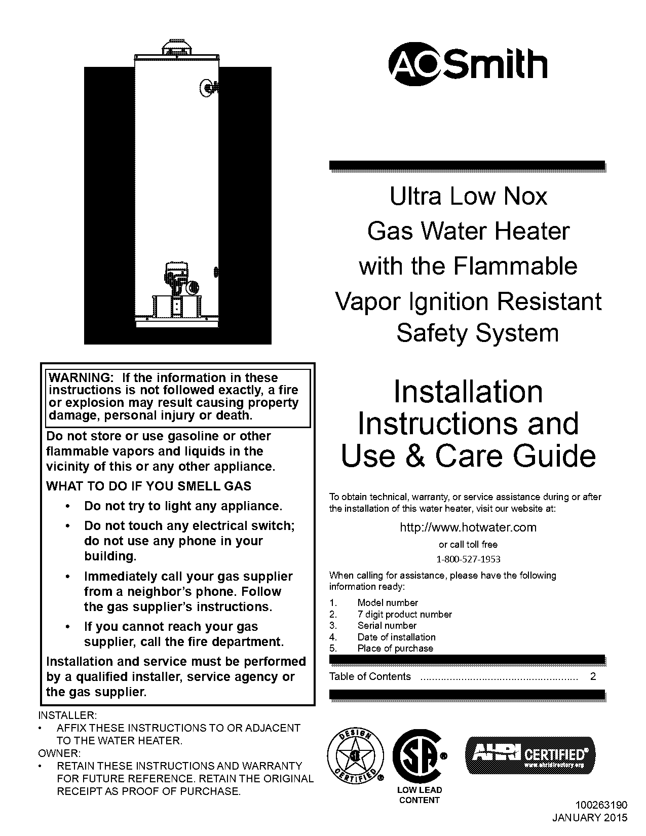 ao smith water heater pilot light instructions