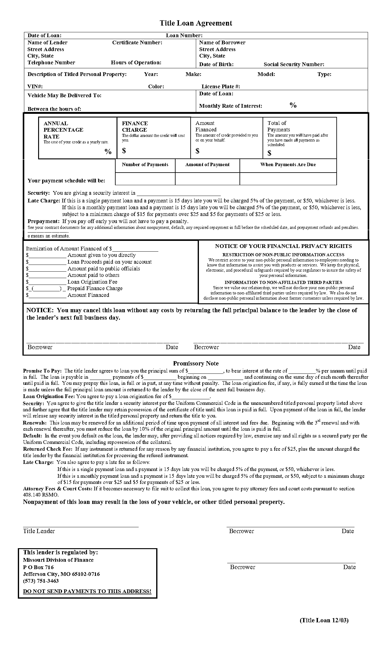 car finance contract template