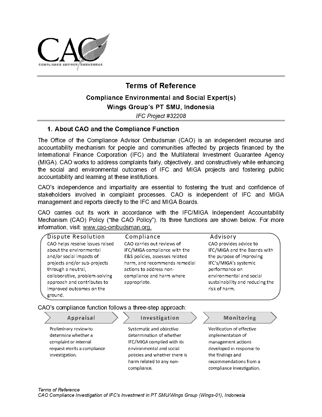 cao terms of reference