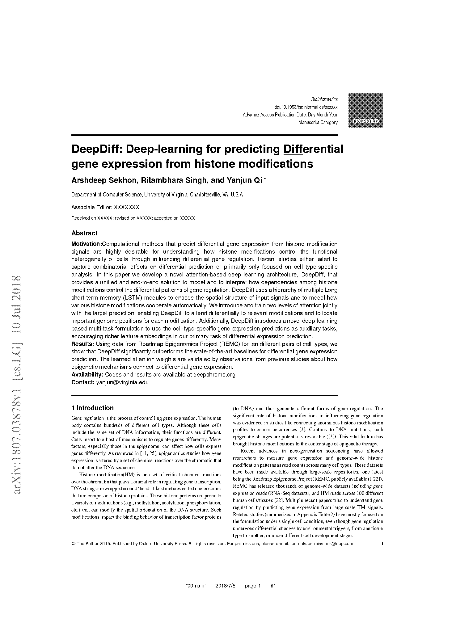 predicting gene expression from histone modification signals