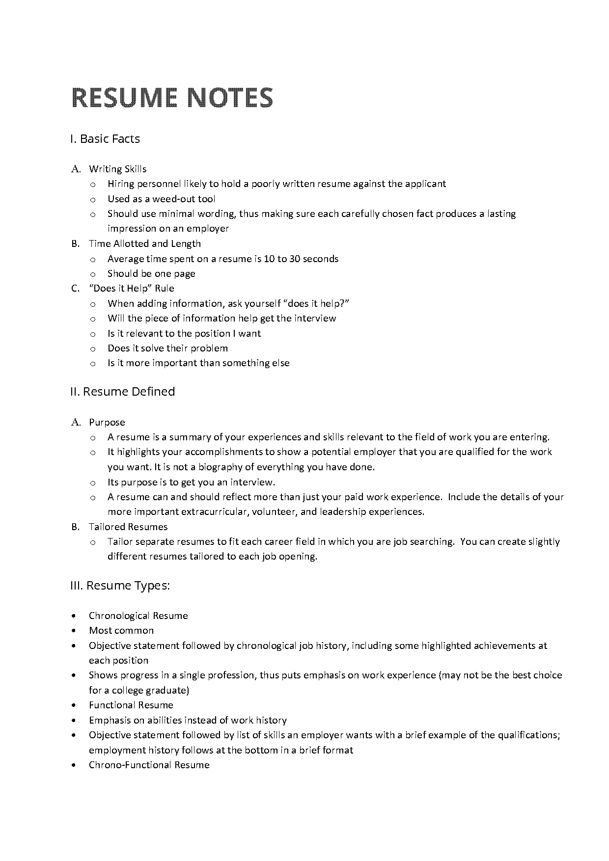 chrono functional resume example