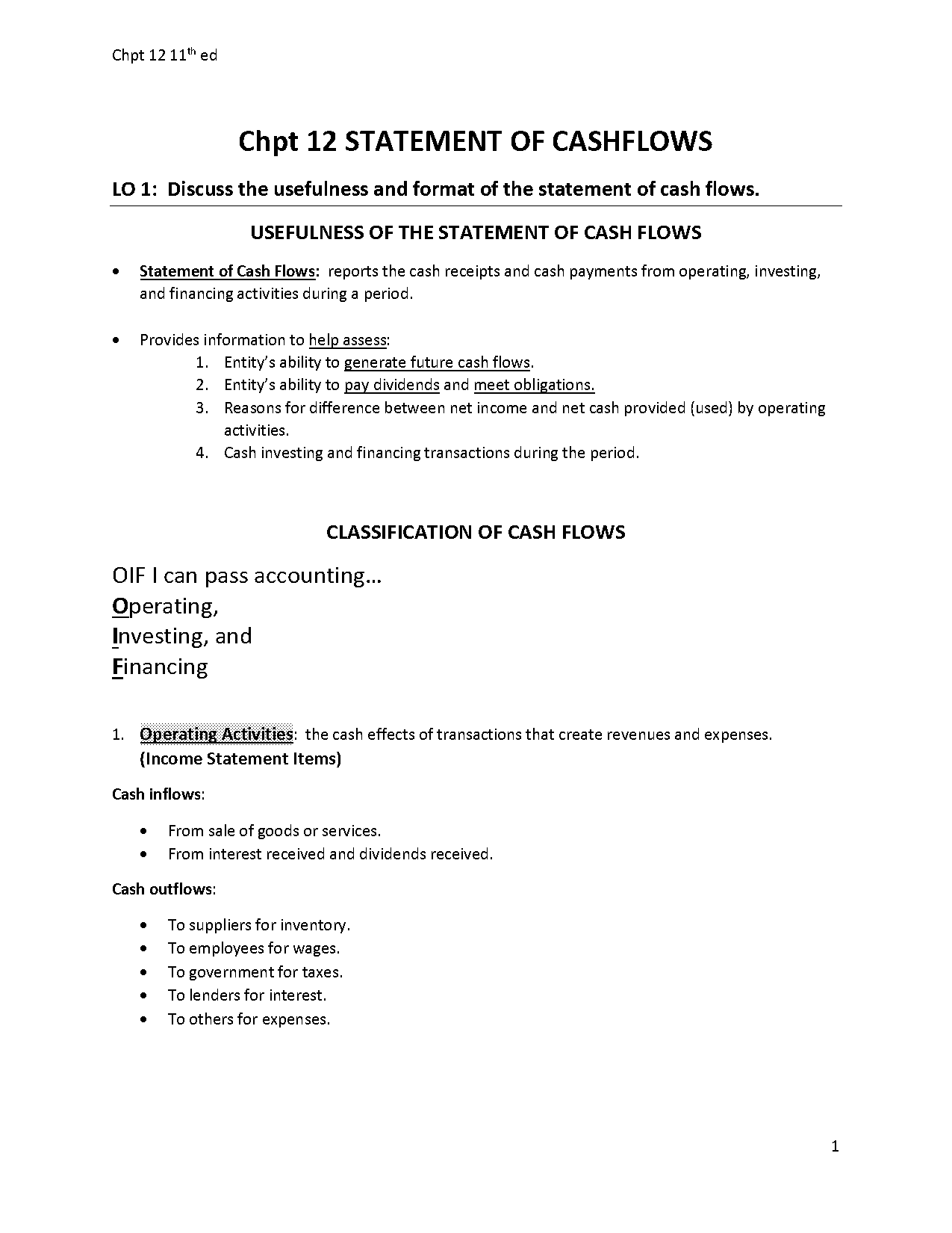 indirect cash flow statement