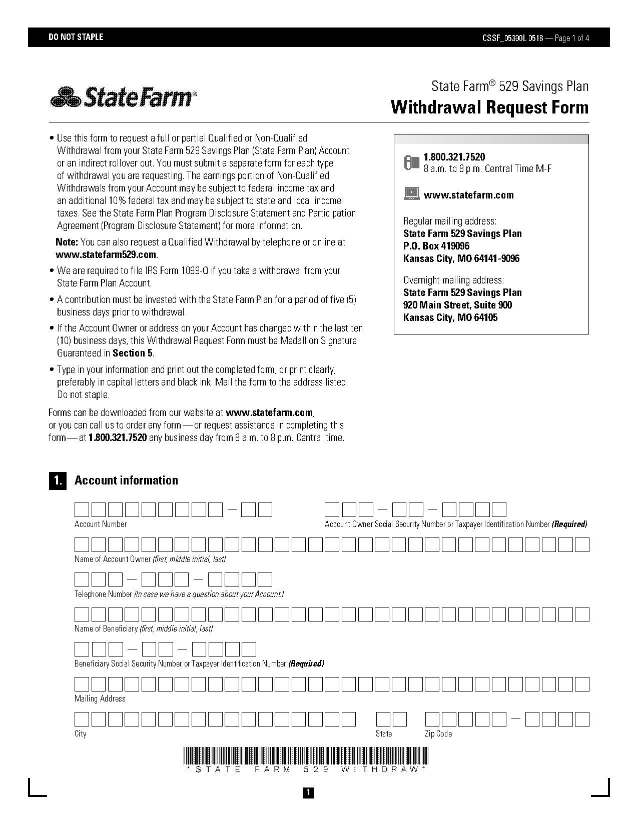 state farm disbursement request form