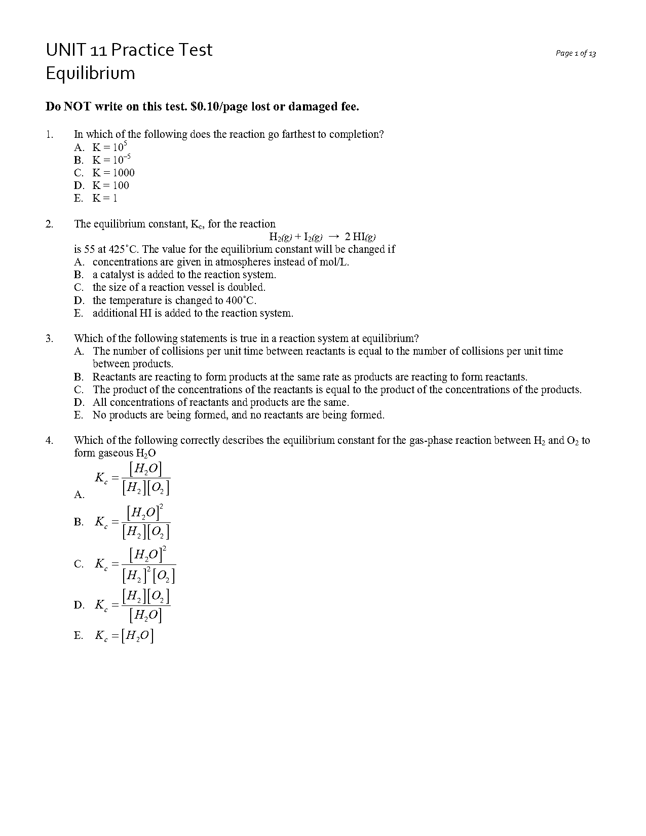 which of the following statements is true of equilibrium