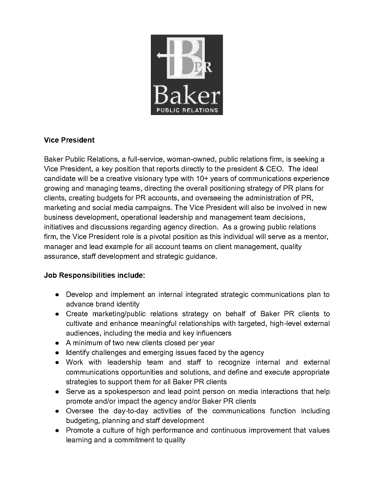 public relations job description resume