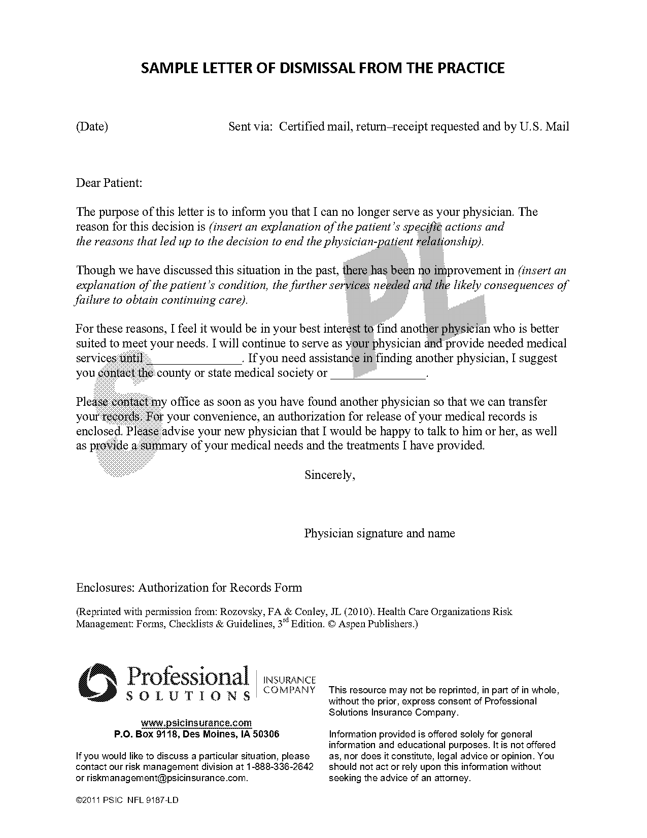 example of a patient termination letter