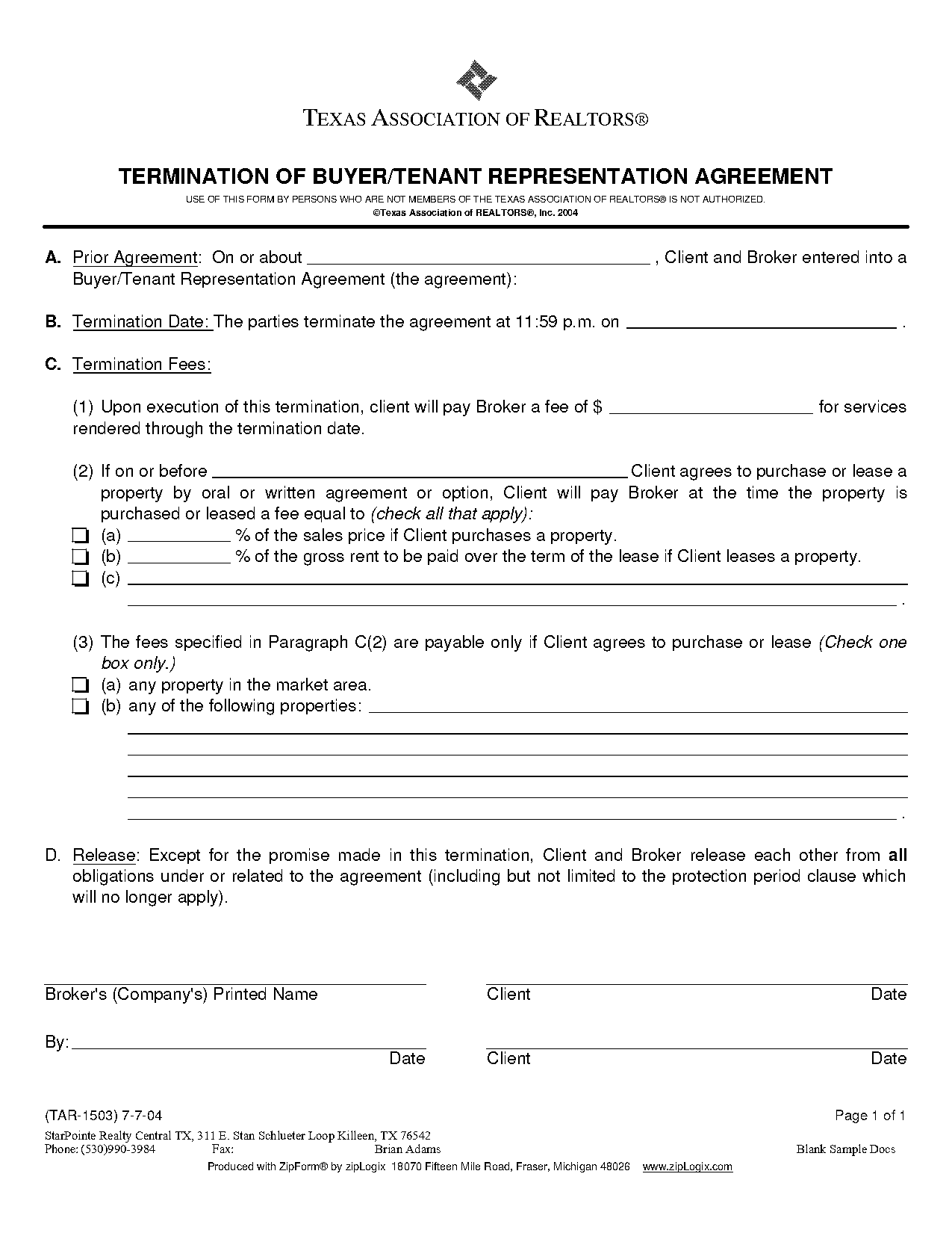 texas buyer representation agreement form