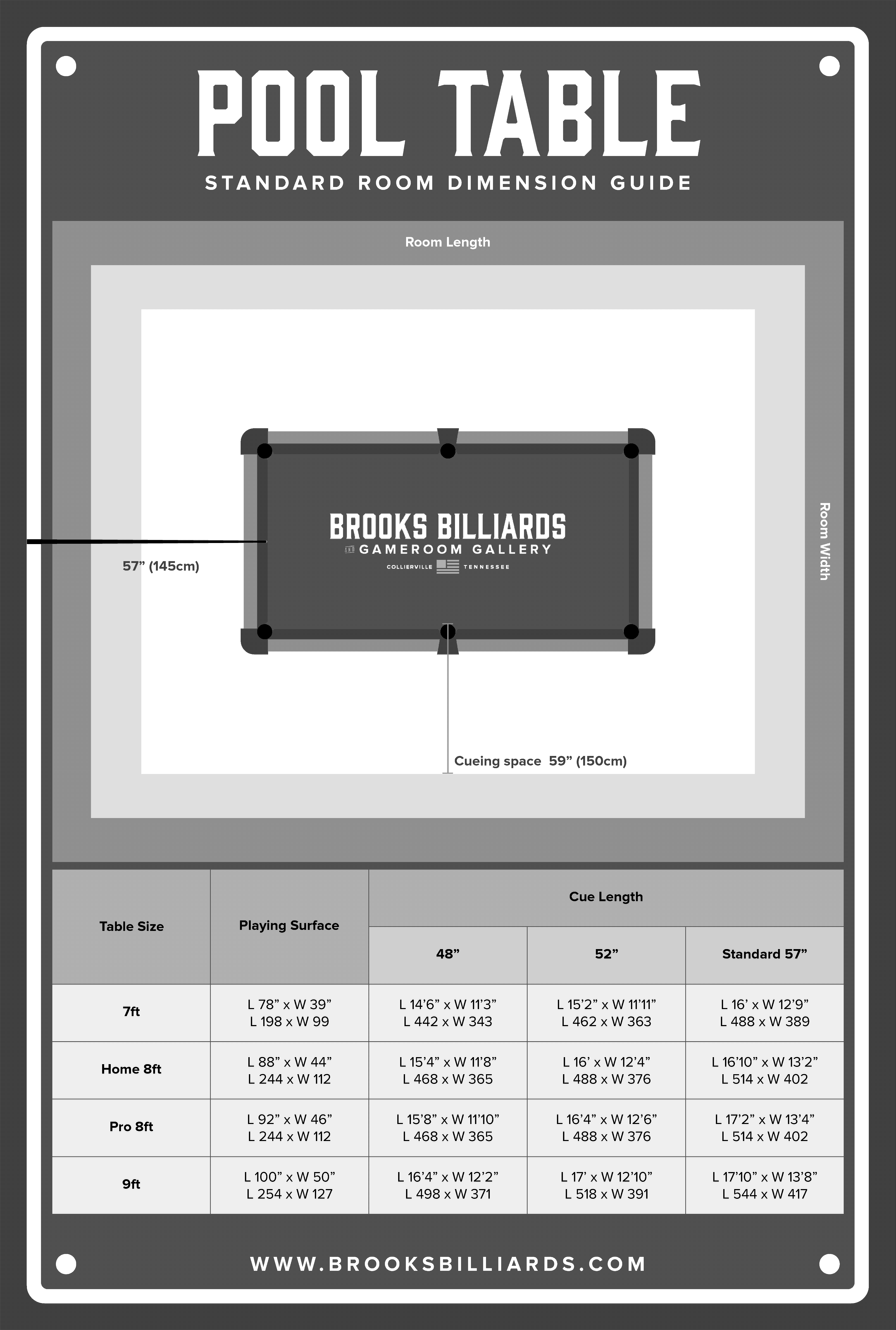 what are the dimensions of a standard pool table