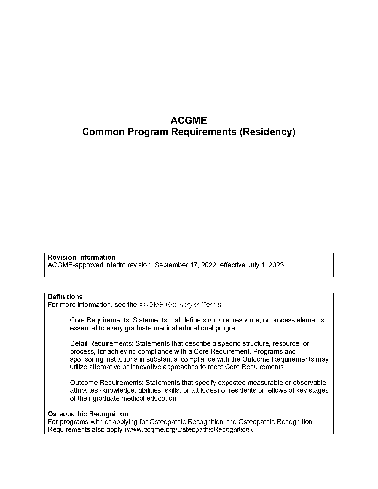 acgme common program requirements duty hours