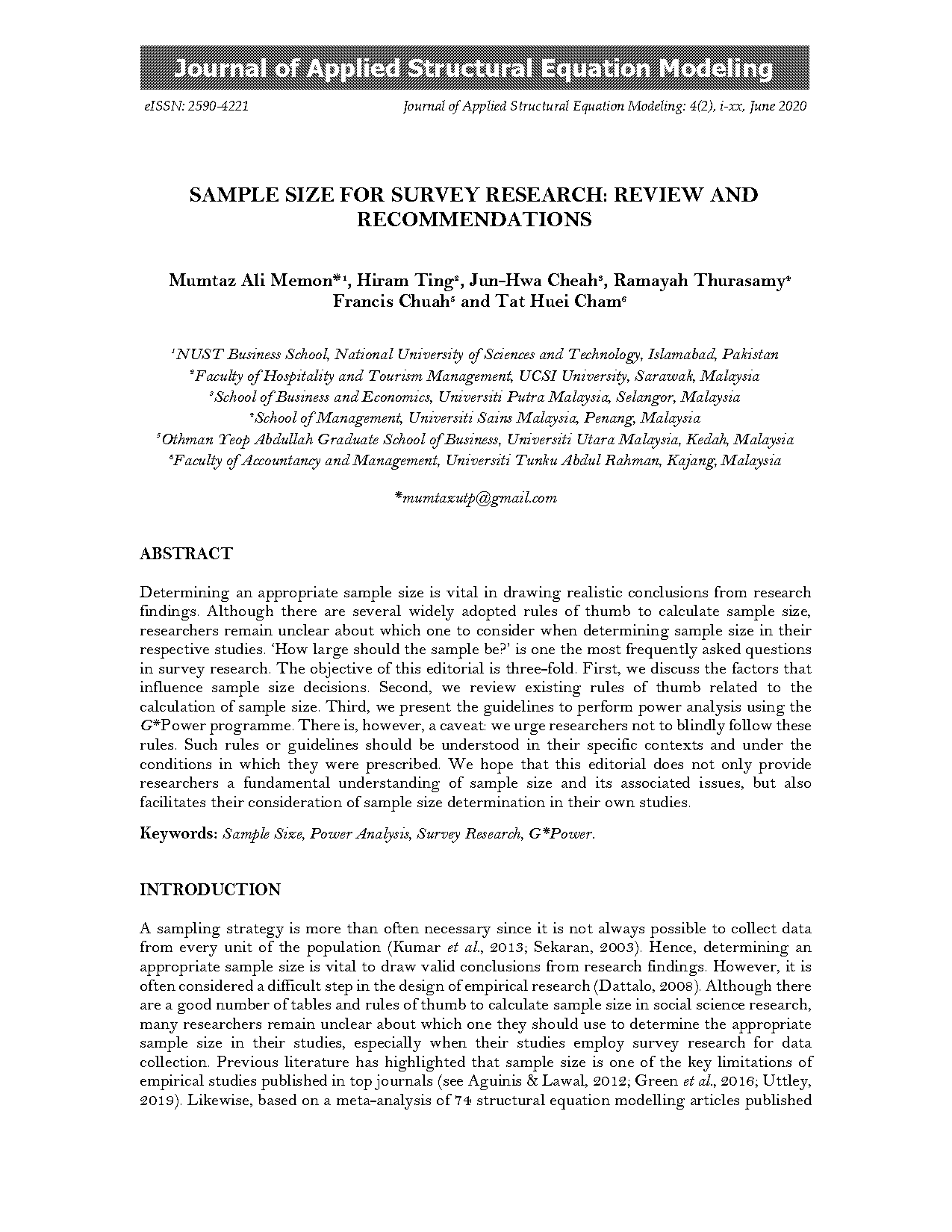 determining sample size in descriptive research