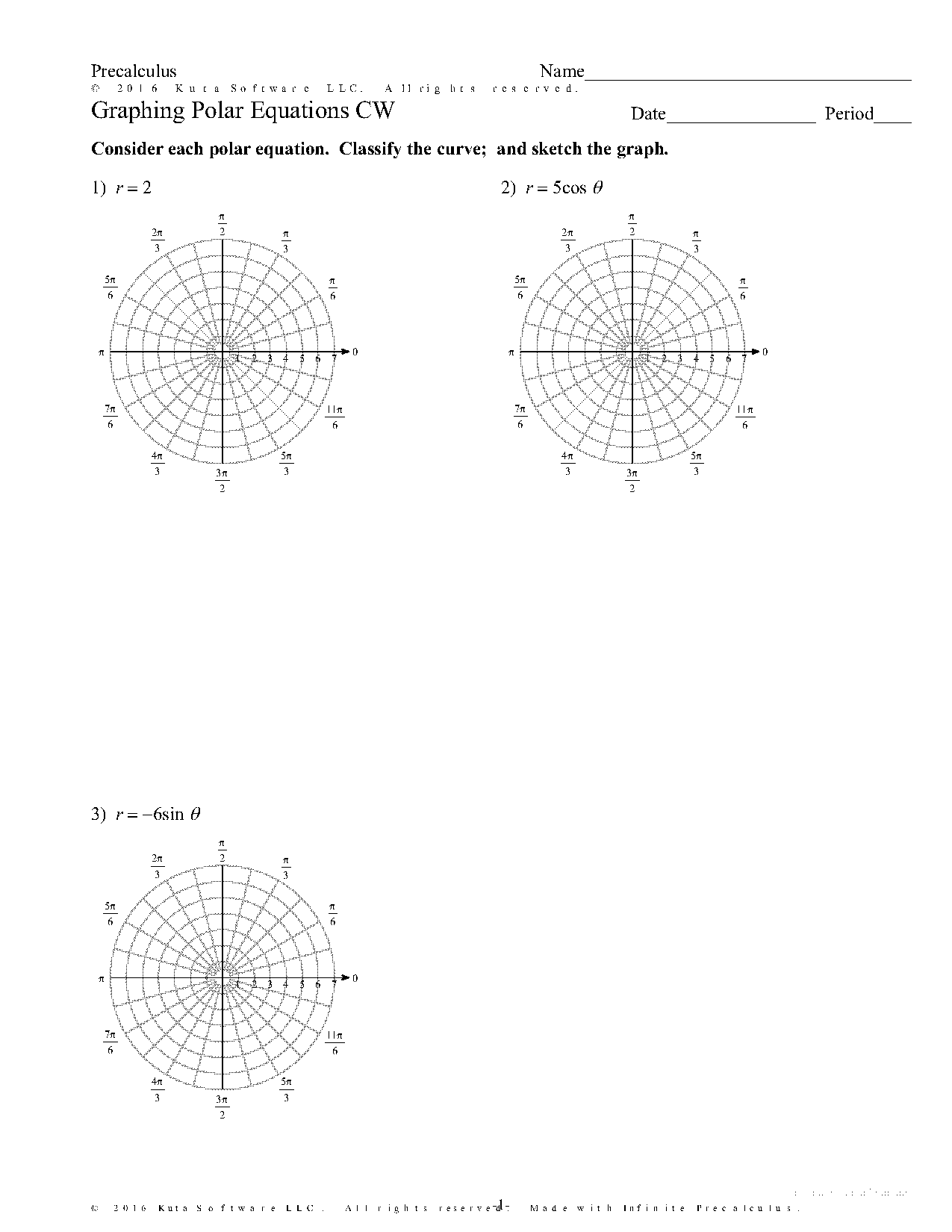 graphing in polar worksheet