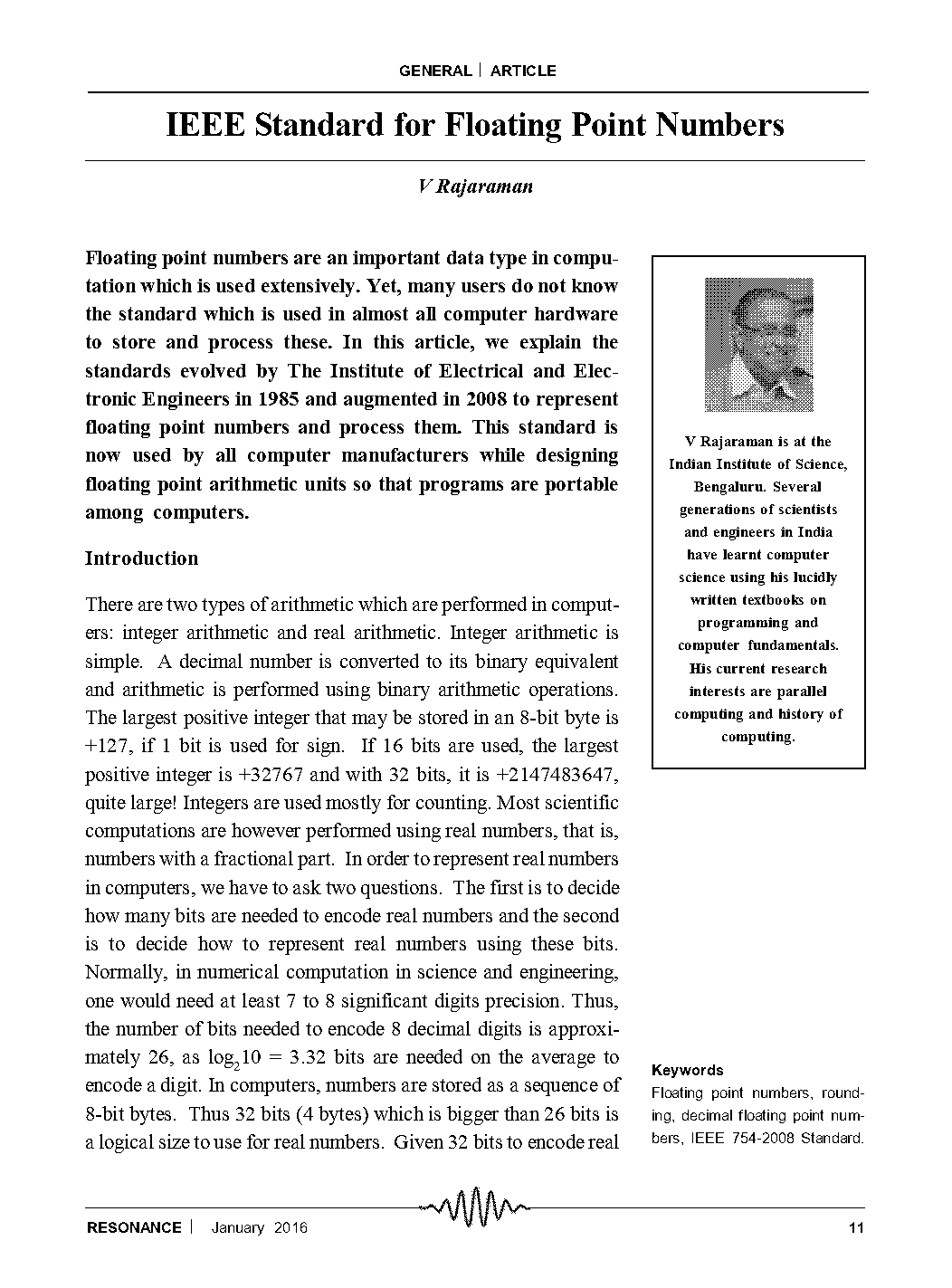 write a short note on ieee floating point number representation