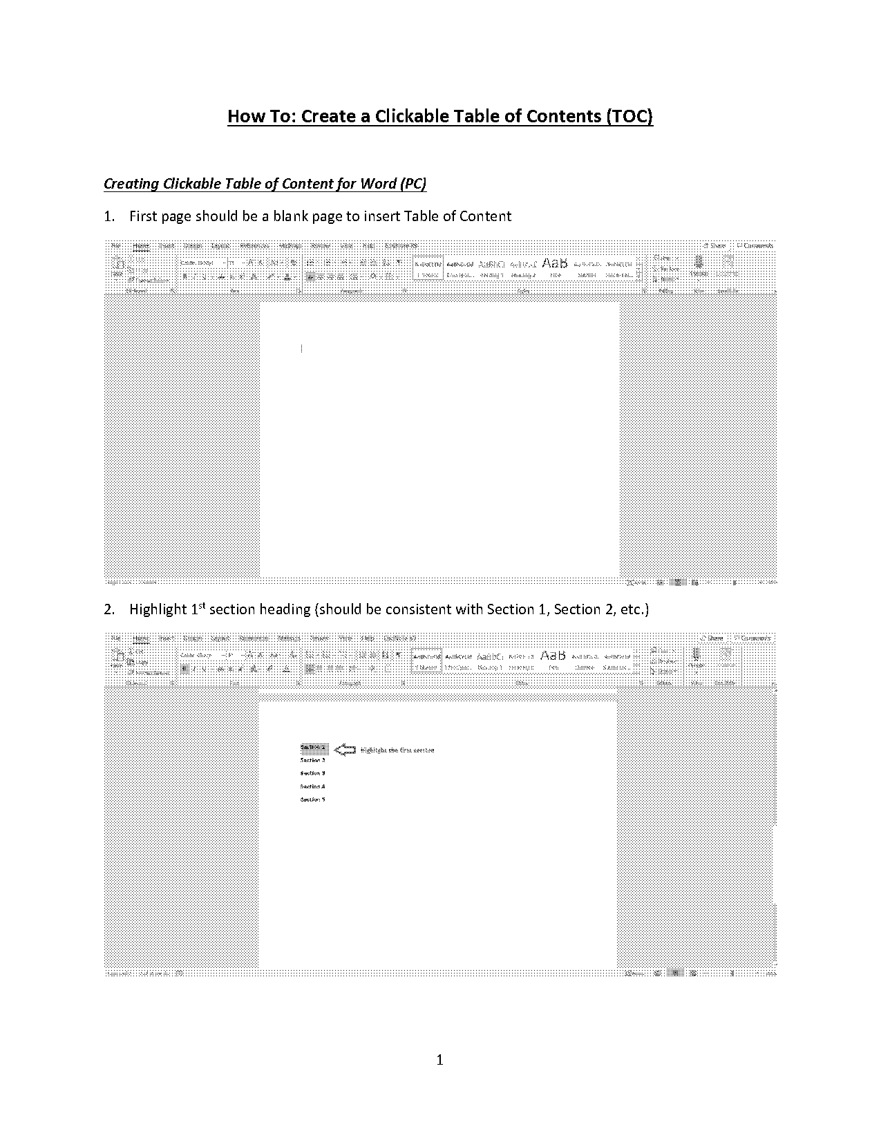 how to make table of context in word