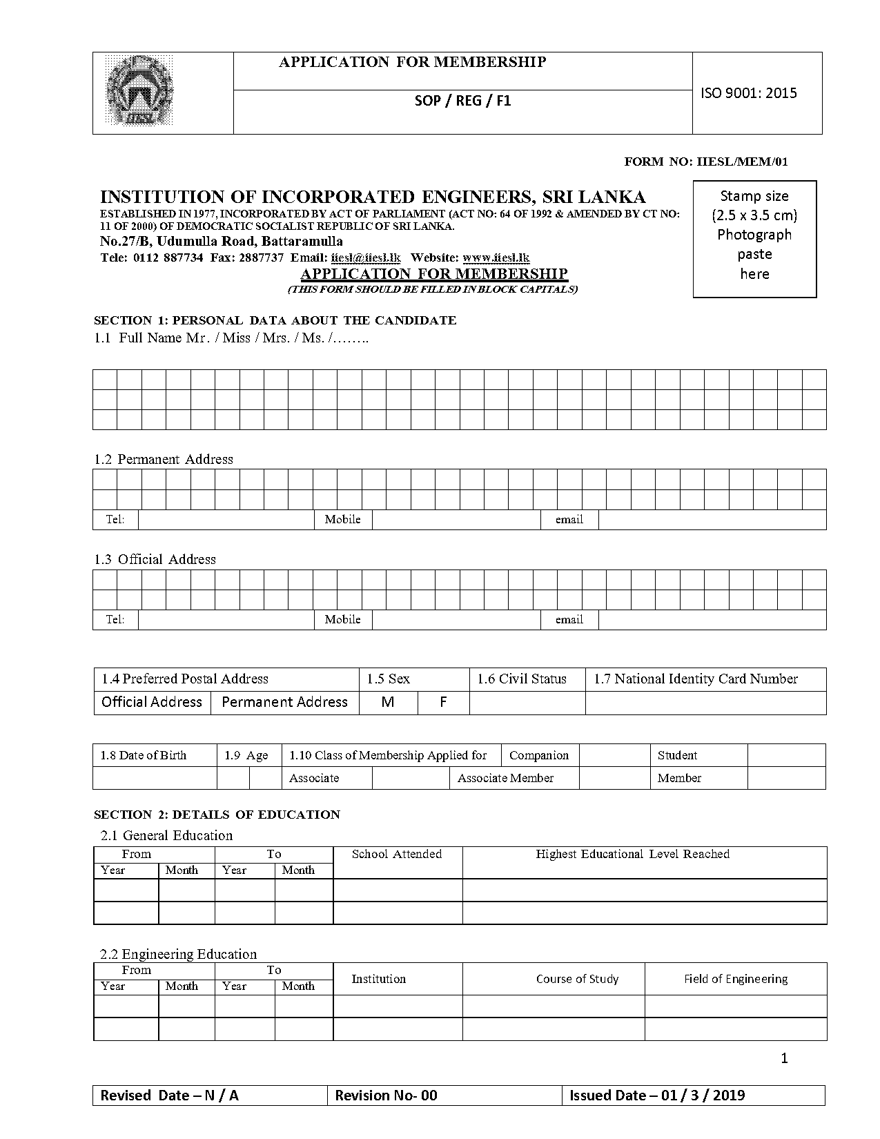 iiesl membership form download