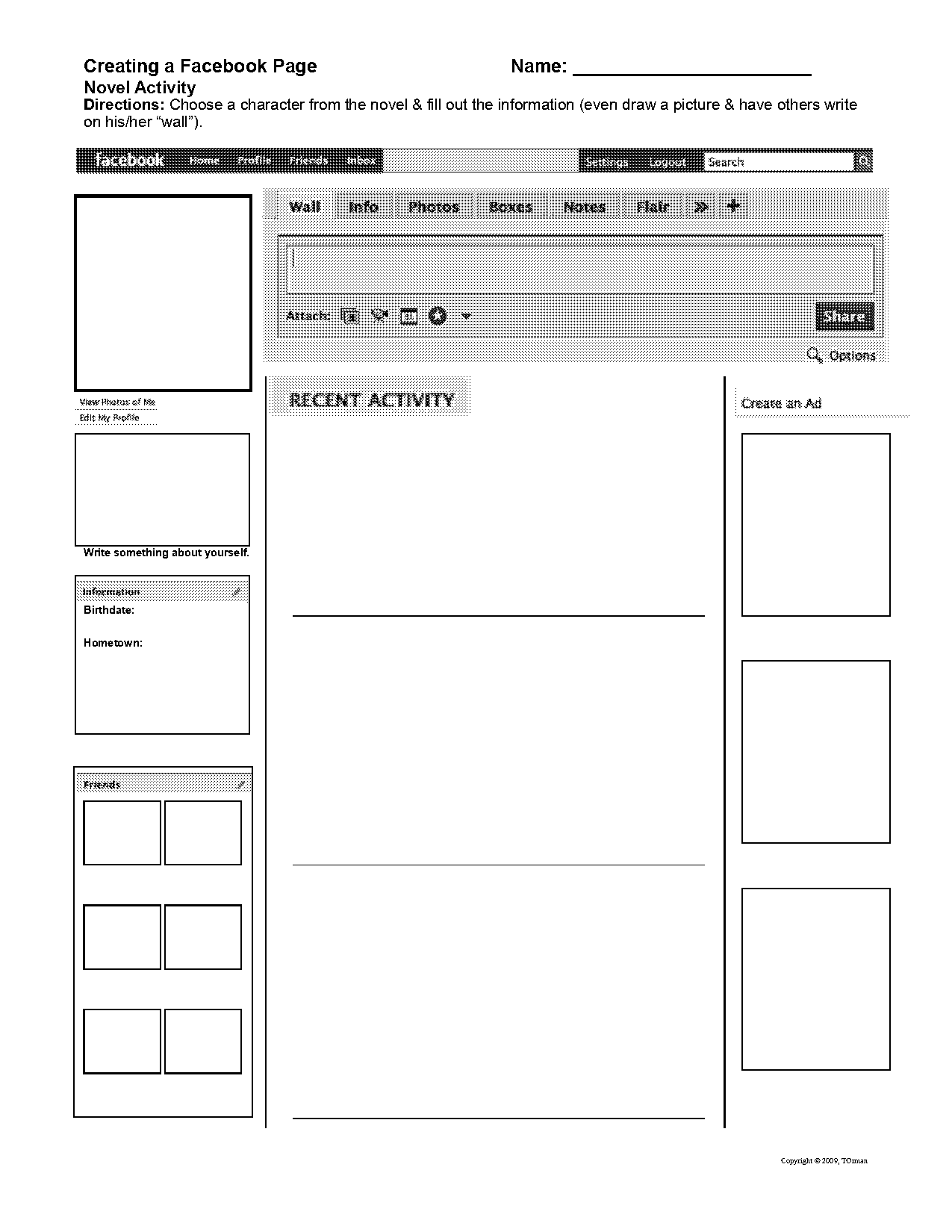 blank novel character template