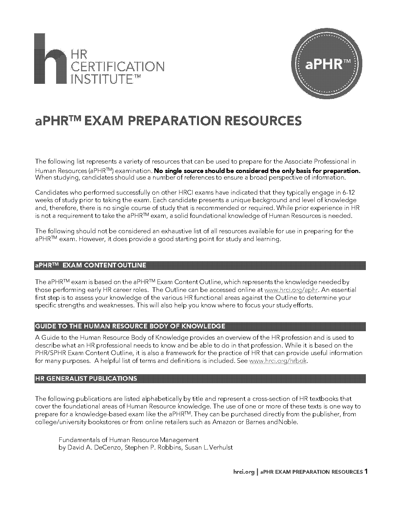 phr exam study guide